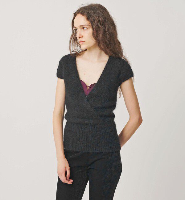 ATTISESSION「＜ATTISESSION＞カシュクール カップスリーブ ニット」|ニット・セーター|BLACK