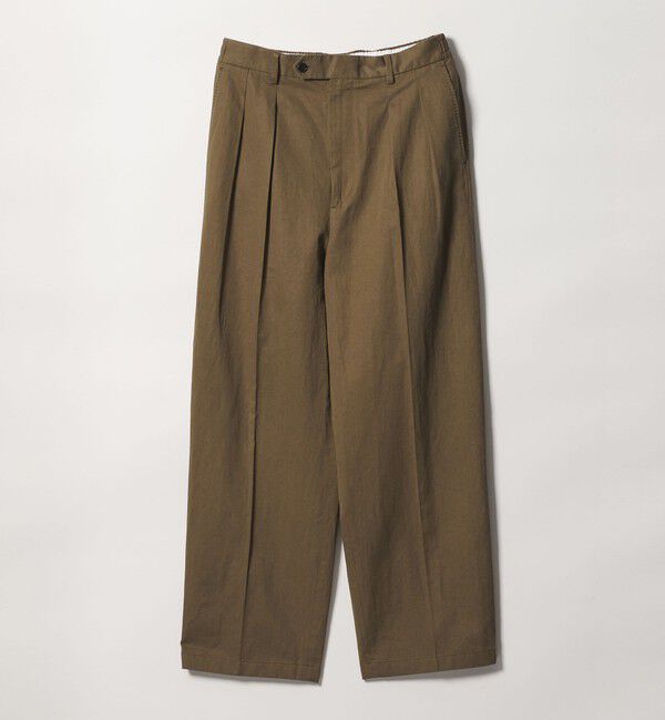 STEVEN ALAN「＜Steven Alan＞ コットン/リネン イン ツープリーツ ドレス トラウザーズ ハーフイージー II」|スラックス|OLIVE