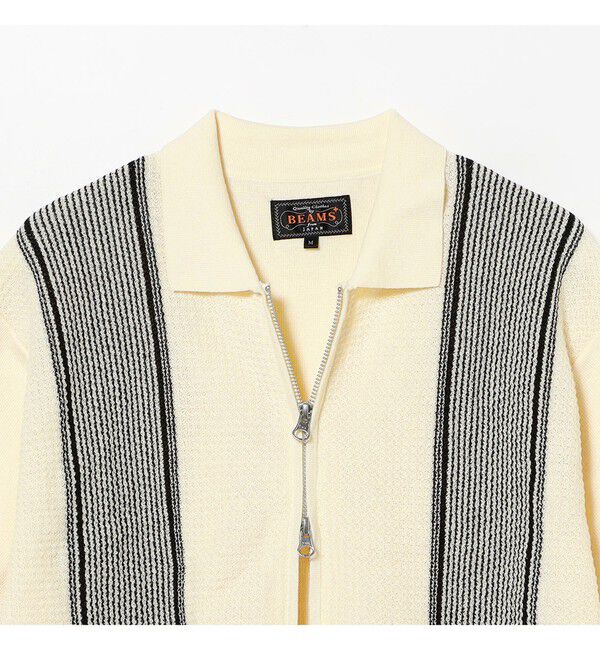 BEAMS PLUS「Zip Knit Polo Stripe」|ポロシャツ|