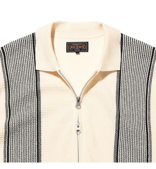 BEAMS PLUS「Zip Knit Polo Stripe」|ポロシャツ|