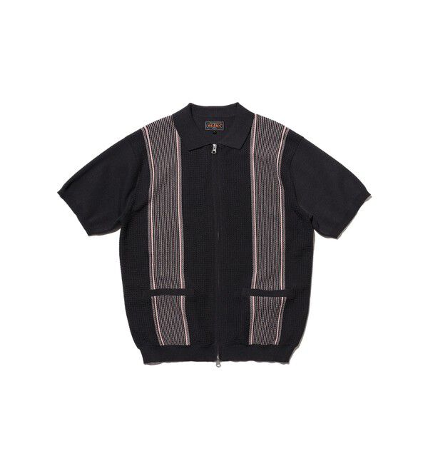 BEAMS PLUS「Zip Knit Polo Stripe」|ポロシャツ|