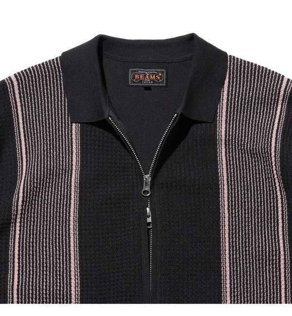 BEAMS PLUS「Zip Knit Polo Stripe」|ポロシャツ|