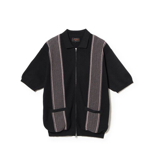 BEAMS PLUS「Zip Knit Polo Stripe」|ポロシャツ|