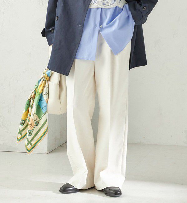SHIPS for women「〈UVカット / 吸水速乾 / 手洗い可能〉綿麻混 オックス 2タック ストレート パンツ」|その他|