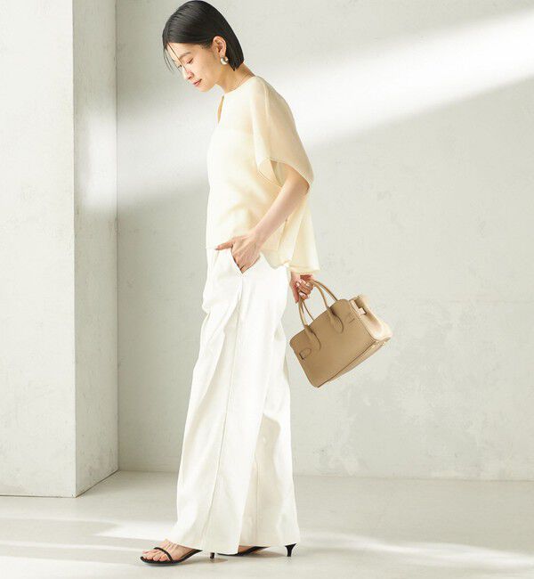 SHIPS for women「〈UVカット / 吸水速乾 / 手洗い可能〉綿麻混 オックス 2タック ストレート パンツ」|その他|