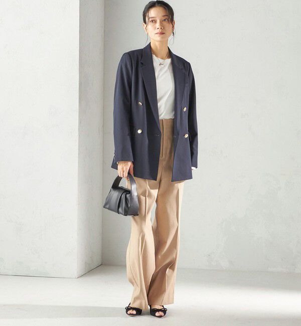 SHIPS for women「〈UVカット / 吸水速乾 / 手洗い可能〉綿麻混 オックス 2タック ストレート パンツ」|その他|