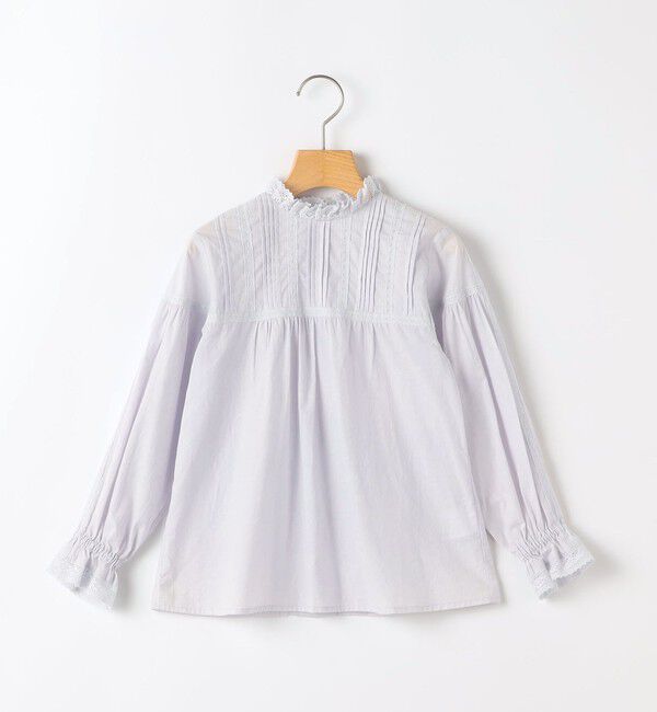 SHIPS KIDS「SHIPS KIDS:140～150cm / ピンタック レース ブラウス」|シャツ・ブラウス|サックスブルー