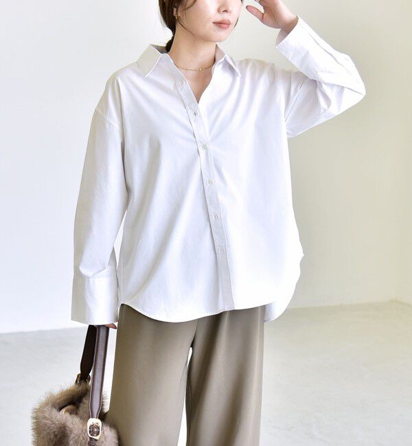 quaranciel「《予約》quaranciel:〈UVカット/洗濯機可能〉UNITO plus バック スリット ビッグ レギュラー シャツ」|シャツ・ブラウス|