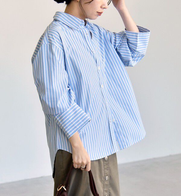quaranciel「《予約》quaranciel:〈UVカット/洗濯機可能〉UNITO plus バック スリット ビッグ レギュラー シャツ」|シャツ・ブラウス|