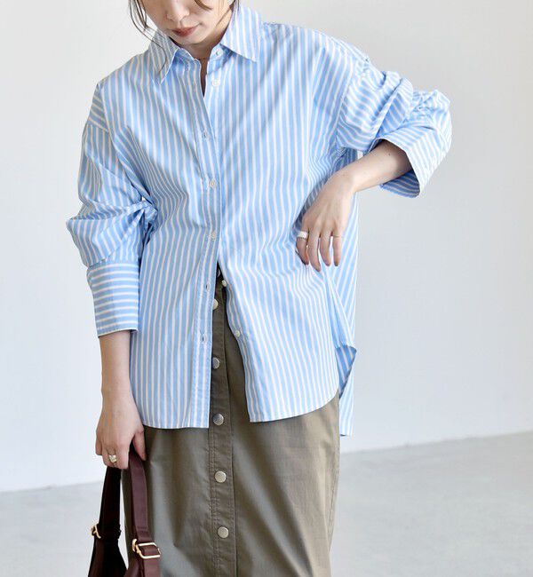 quaranciel「《予約》quaranciel:〈UVカット/洗濯機可能〉UNITO plus バック スリット ビッグ レギュラー シャツ」|シャツ・ブラウス|