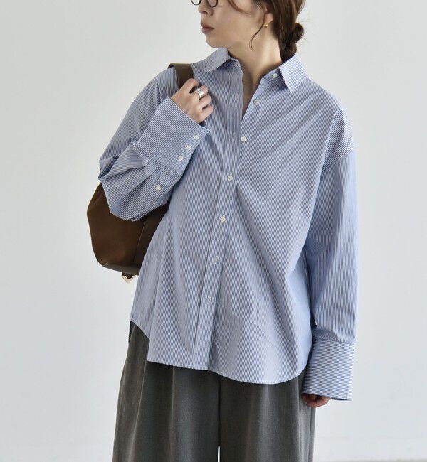 quaranciel「《予約》quaranciel:〈UVカット/洗濯機可能〉UNITO plus バック スリット ビッグ レギュラー シャツ」|シャツ・ブラウス|