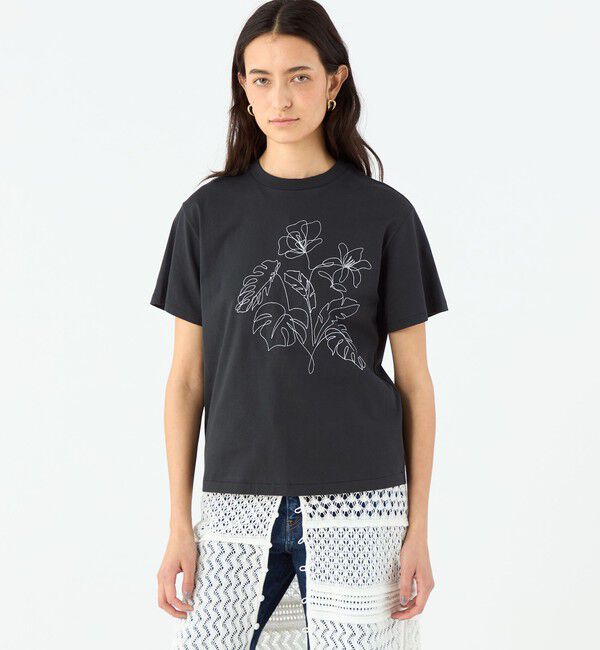 MACPHEE「ボタニカルエンブロイダリー ハーフスリーブTシャツ」|Tシャツ・カットソー|