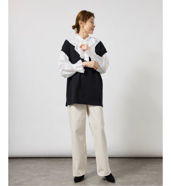 VERMEIL par iena「《予約》Pinstripe フリルブラウス」|シャツ・ブラウス|