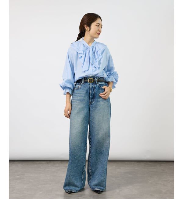 VERMEIL par iena「《予約》Pinstripe フリルブラウス」|シャツ・ブラウス|