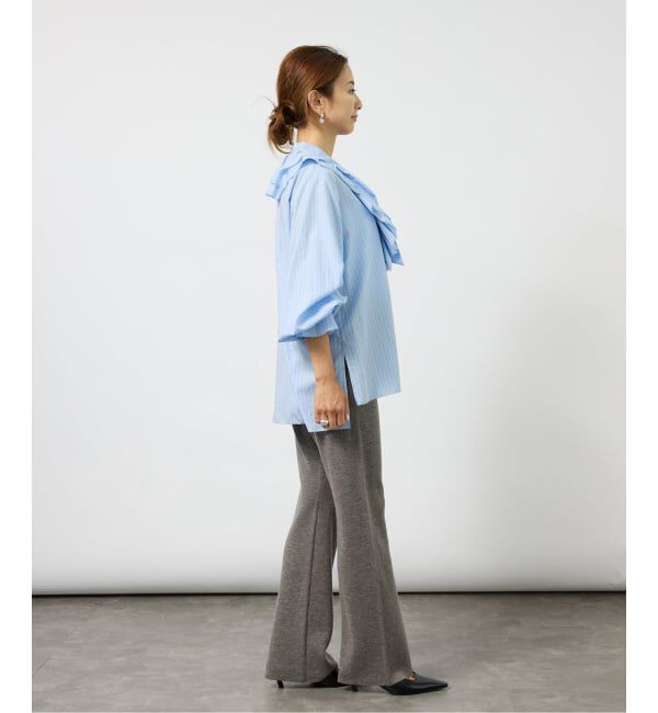 VERMEIL par iena「《予約》Pinstripe フリルブラウス」|シャツ・ブラウス|