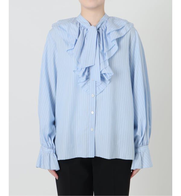 VERMEIL par iena「《予約》Pinstripe フリルブラウス」|シャツ・ブラウス|