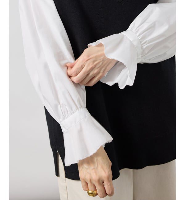 VERMEIL par iena「《予約》Pinstripe フリルブラウス」|シャツ・ブラウス|