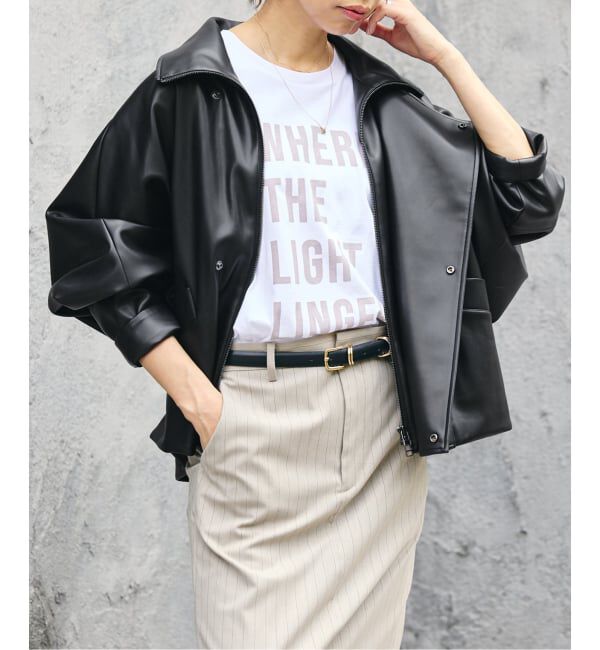 IENA「《予約》VACHEMENT/ヴァシュモン ECO LEATHER BZ ブルゾン VN-13A-409」|ライダースジャケット|ブラック