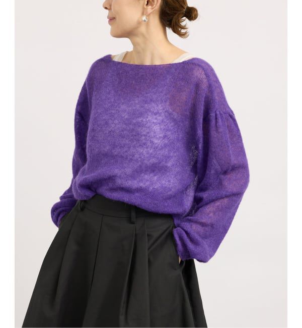 VERMEIL par iena「《予約》ENRICA エンリカ Airy Sheer Alpaka Vプルオーバー KNIT280」|ニット・セーター|パープル