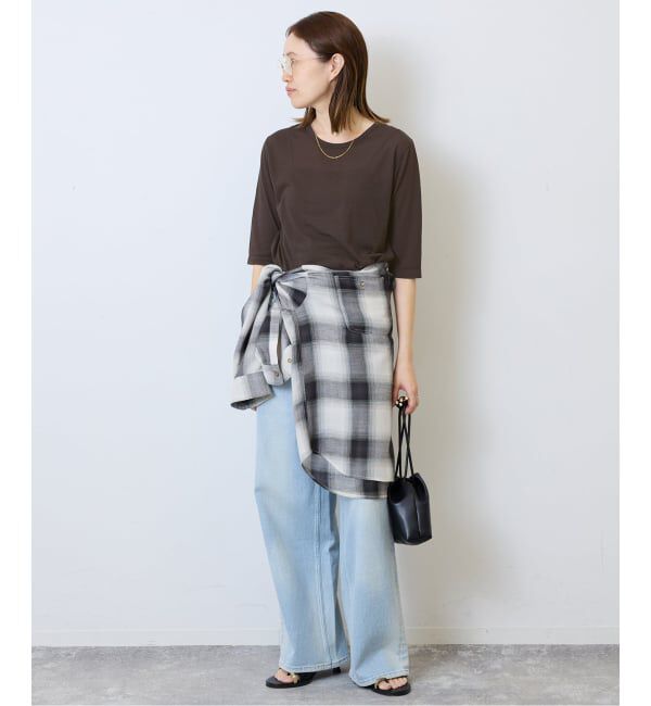 SLOBE IENA「《WEB限定/追加2》シアー天竺5分袖Tシャツ」|Tシャツ・カットソー|