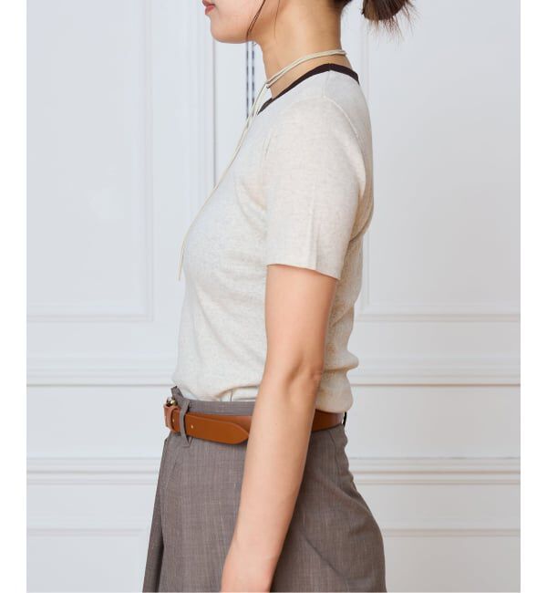 IENA LA BOUCLE「IENA LA BOUCLE コットンリブハーフスリーブカットソー」|Tシャツ・カットソー|