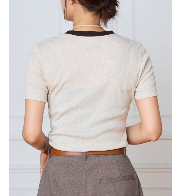 IENA LA BOUCLE「IENA LA BOUCLE コットンリブハーフスリーブカットソー」|Tシャツ・カットソー|