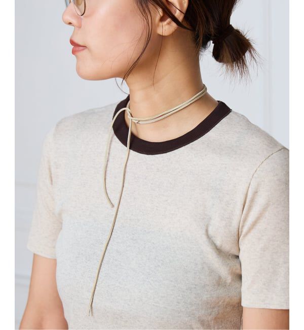 IENA LA BOUCLE「IENA LA BOUCLE コットンリブハーフスリーブカットソー」|Tシャツ・カットソー|
