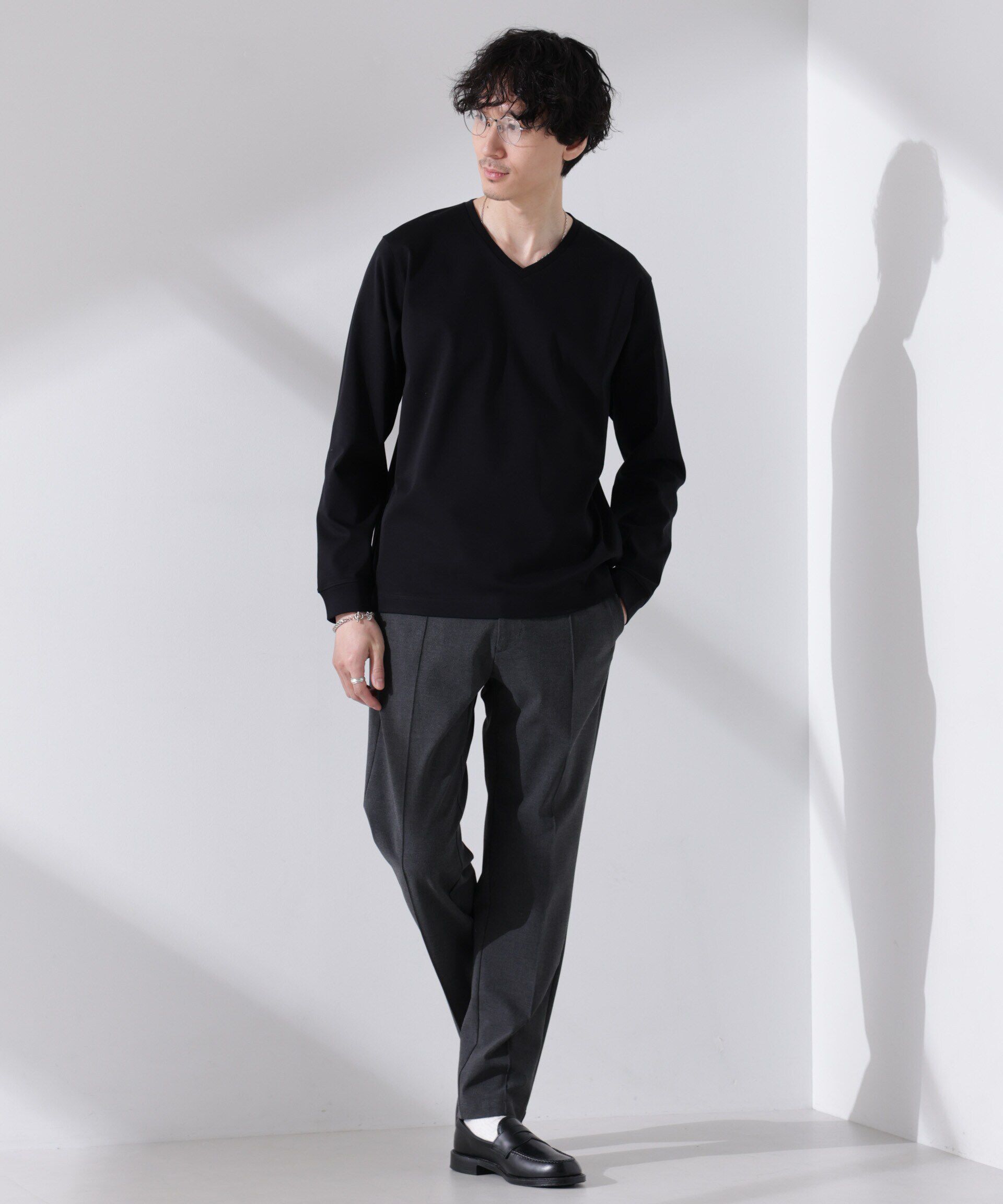 nano･universe「アンチスメル VネックTシャツ 長袖」|Tシャツ・カットソー|