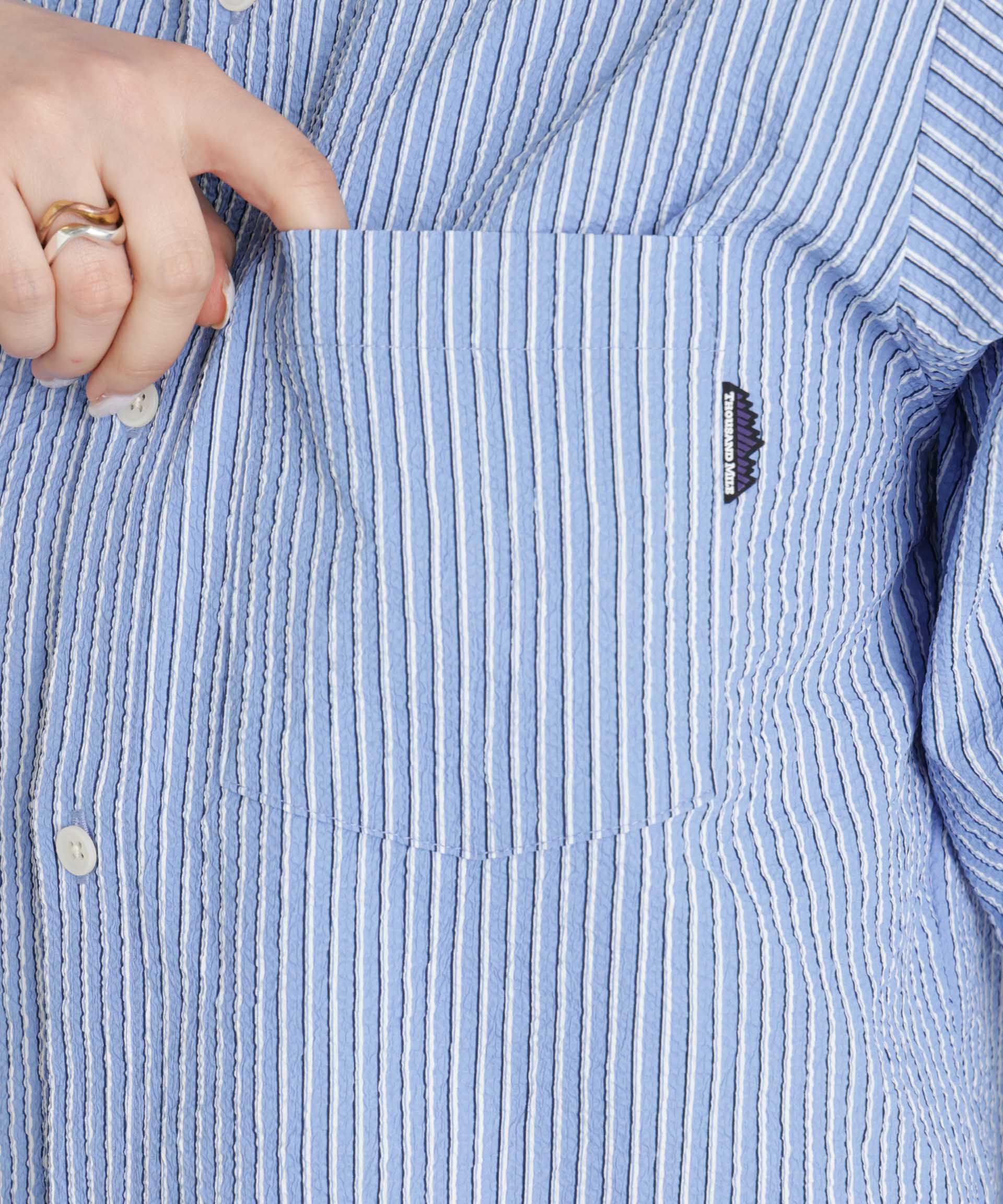 nano･universe「THOUSAND MILE/SEERSUCKER STRIPE SHIRT(セットアップ可)」|シャツ・ブラウス|