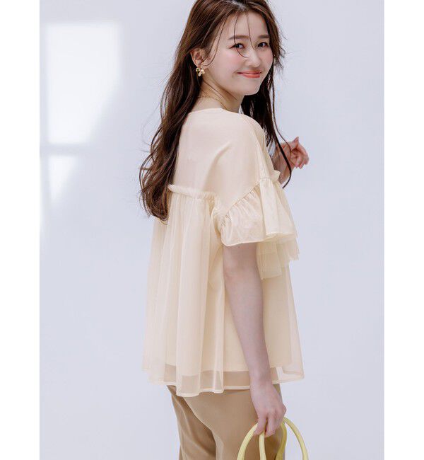 ANY SIS「【洗える】チュール重ね プルオーバー」|Tシャツ・カットソー|