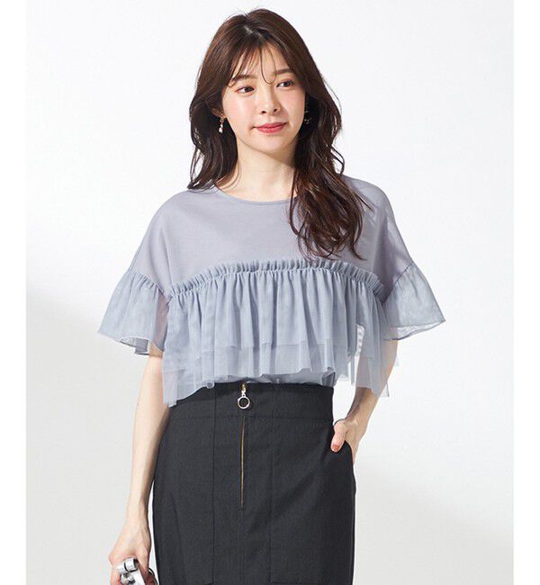ANY SIS「【洗える】チュール重ね プルオーバー」|Tシャツ・カットソー|