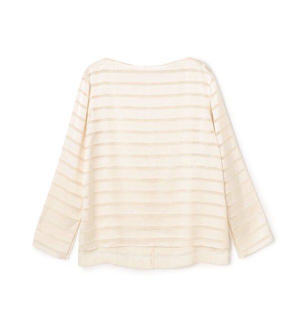BEIGE,「HAUYNITE / ボーダーシアー ボートネックブラウス」|シャツ・ブラウス|