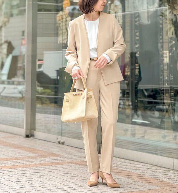 NOLLEY'S sophi「《セットアップ対応》ウォッシャブルWクロス2WAYストレッチジャケット」|ノーカラージャケット|