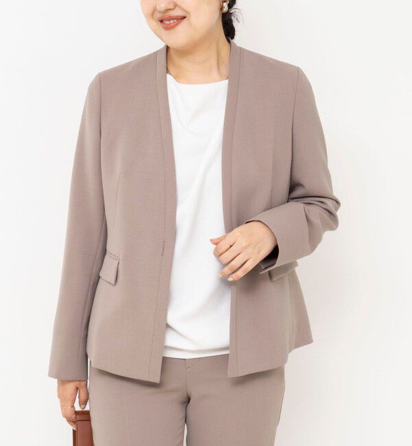 NOLLEY'S sophi「《セットアップ対応》ウォッシャブルダブルクロスノーカラージャケット」|ノーカラージャケット|
