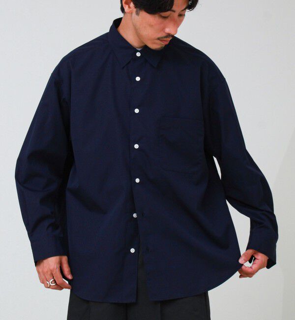 GLOSTER「【上品なツヤ感と極上の着心地】supima cotton/スーピマコットン ロングスリーブシャツ」|シャツ・ブラウス|ダークネイビー