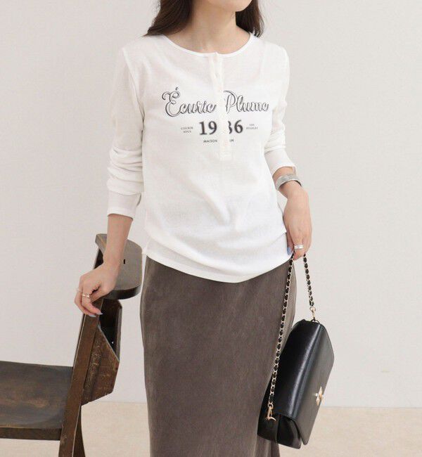 fredy emue「ヘンリーネックグラフィックロンTシャツ」|Tシャツ・カットソー|オフホワイト