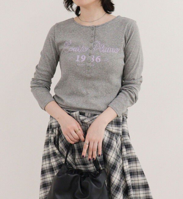 fredy emue「ヘンリーネックグラフィックロンTシャツ」|Tシャツ・カットソー|グレー