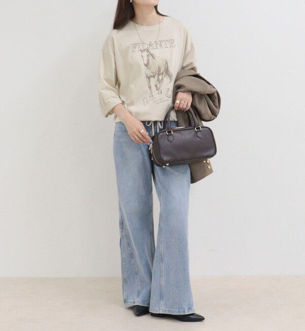 fredy emue「ホースプリント裾ドロストTシャツ」|Tシャツ・カットソー|