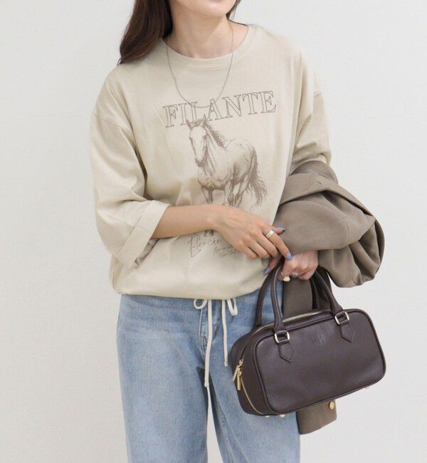 fredy emue「ホースプリント裾ドロストTシャツ」|Tシャツ・カットソー|