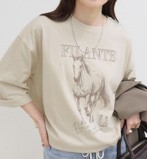fredy emue「ホースプリント裾ドロストTシャツ」|Tシャツ・カットソー|
