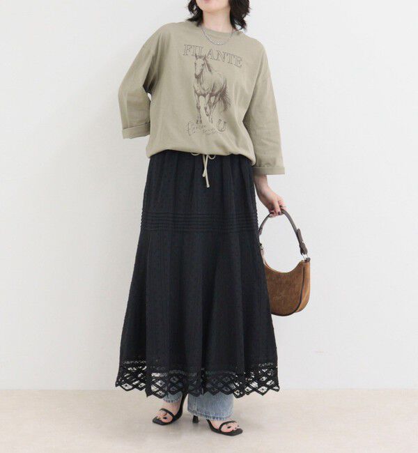 fredy emue「ホースプリント裾ドロストTシャツ」|Tシャツ・カットソー|