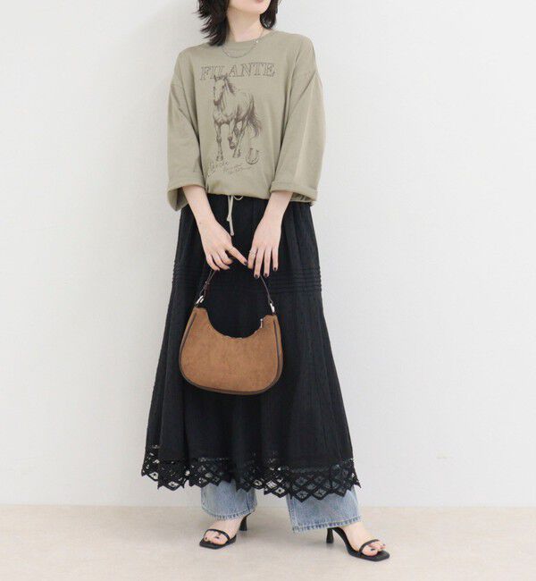 fredy emue「ホースプリント裾ドロストTシャツ」|Tシャツ・カットソー|