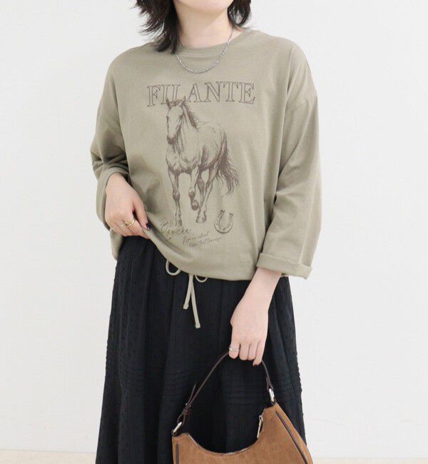 fredy emue「ホースプリント裾ドロストTシャツ」|Tシャツ・カットソー|