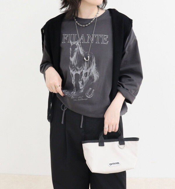 fredy emue「ホースプリント裾ドロストTシャツ」|Tシャツ・カットソー|