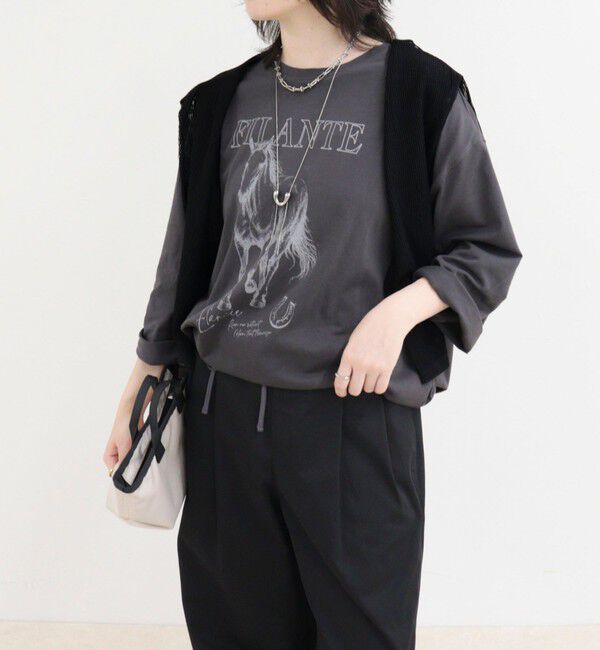 fredy emue「ホースプリント裾ドロストTシャツ」|Tシャツ・カットソー|