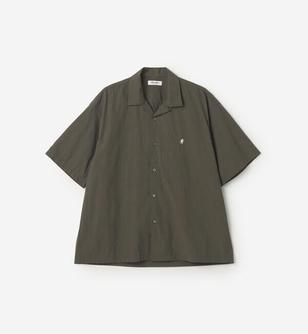 GYMPHLEX「Gymphlex | コットンタイプライター 半袖オープンカラーシャツ MEN」|シャツ・ブラウス|CHARCOAL