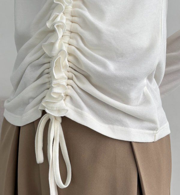  「アシメネックフリルドロストT」|Tシャツ・カットソー|