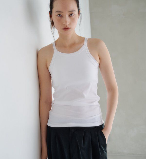  「カップ付アメスリリブタンクトップ」|キャミソール|オフホワイト