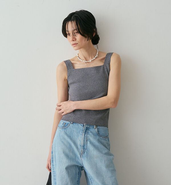 qualite「【接触冷感・セットアップ対応】レーヨンストレッチニットノースリーブ」|キャミソール|