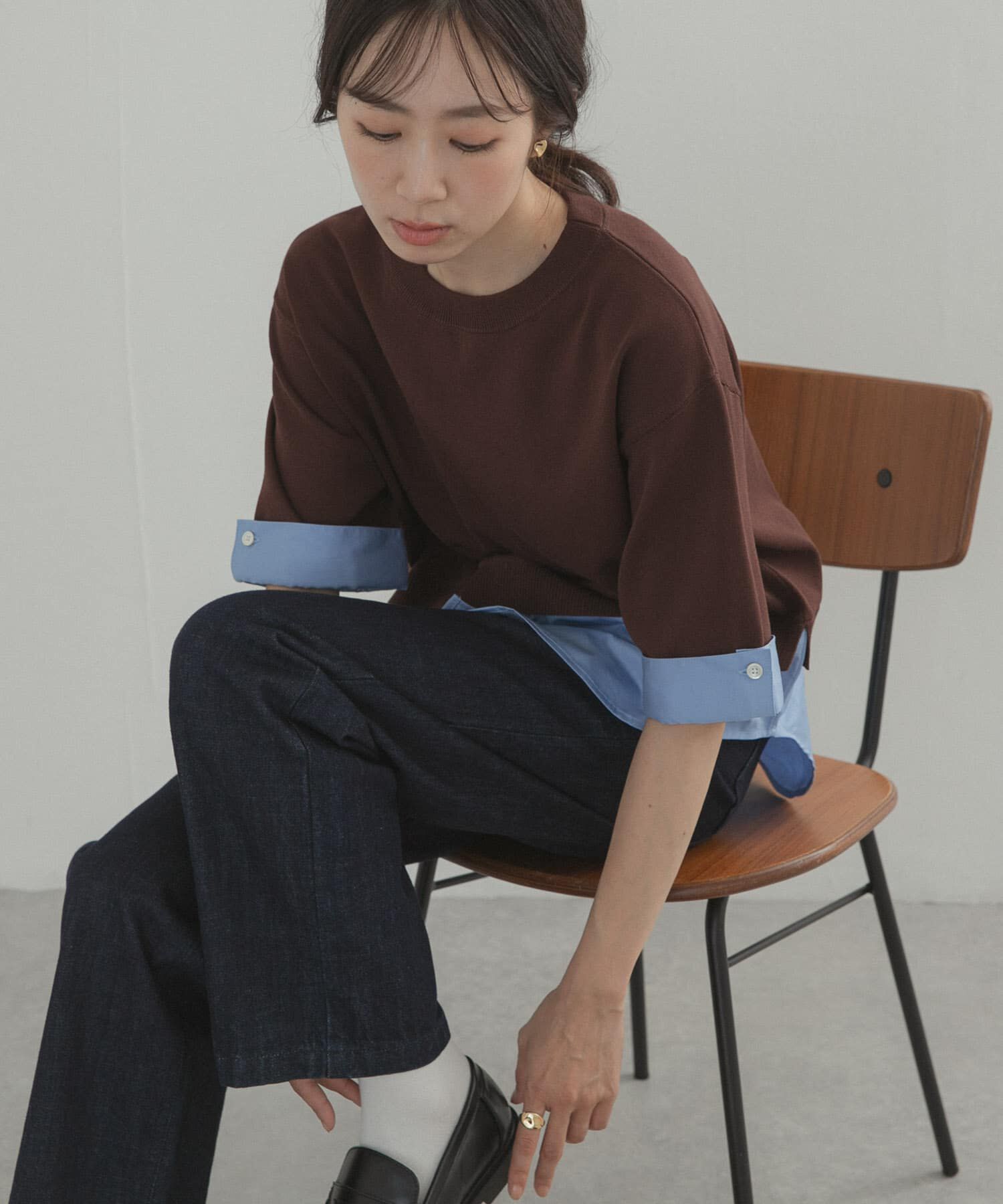 URBAN RESEARCH DOORS「フェイクレイヤードニットプルオーバー」|Tシャツ・カットソー|
